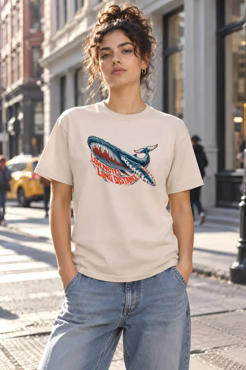 "Low Notes Long Distance" Heavyweight Unisex Crewneck T-shirt
