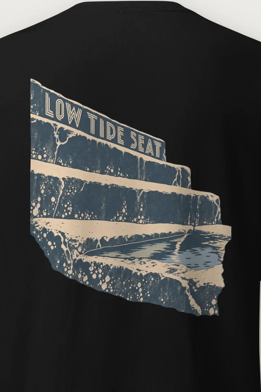 "Low Tide Seat" Heavyweight Unisex Crewneck T-shirt - the graphic up close