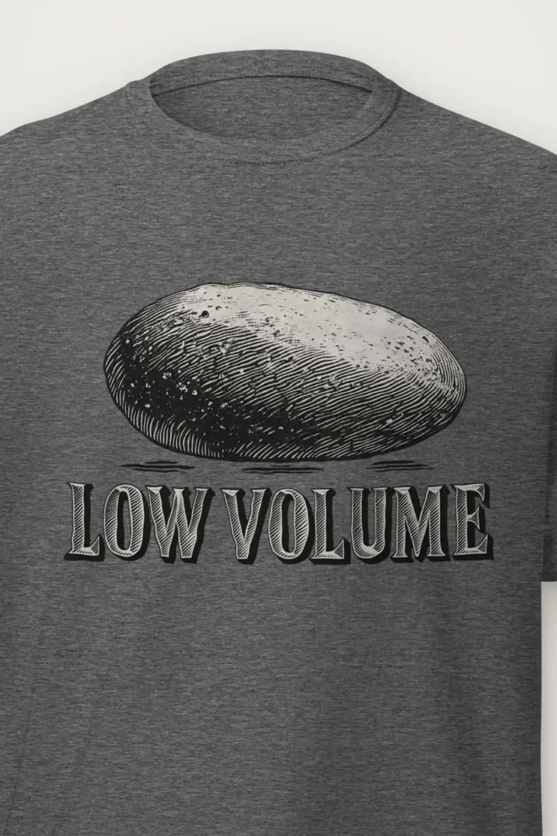 "Low Volume" Heavyweight Unisex Crewneck T-shirt - the graphic up close