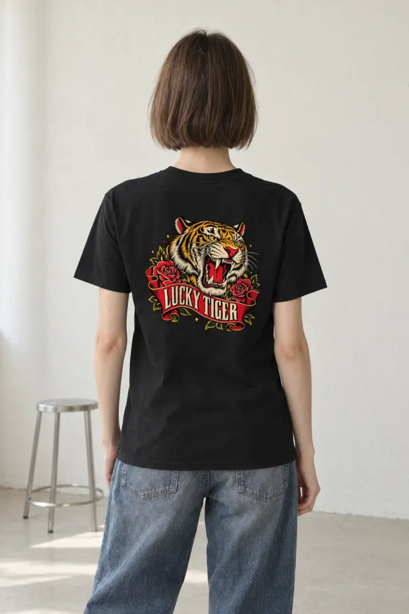 "Lucky Tiger" Heavyweight Unisex Crewneck T-shirt