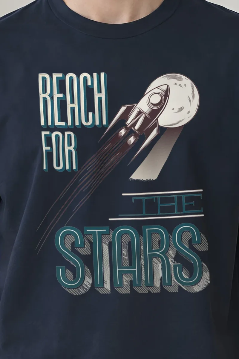 "Lunar Departure" Heavyweight Unisex Crewneck T-shirt - the graphic up close