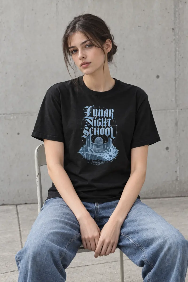 "Lunar Night School" Heavyweight Unisex Crewneck T-shirt