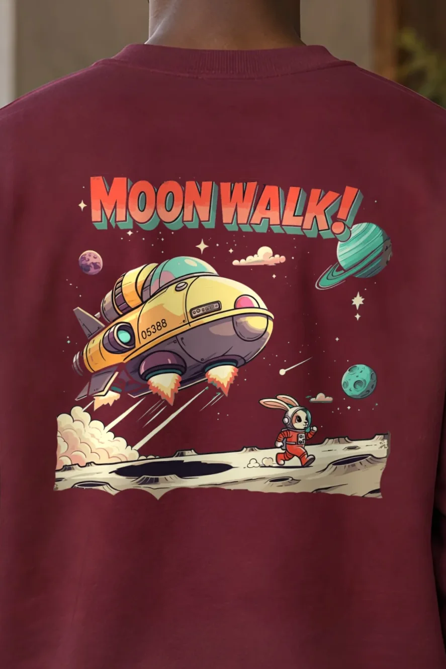 "Lunar Rabbit Rocket" 1 Crewneck Sweatshirt - the graphic up close