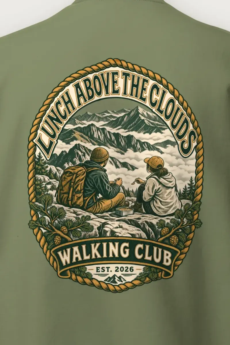 "Lunch Above the Clouds" Heavy Blend Unisex Crewneck Sweatshirt - the graphic up close