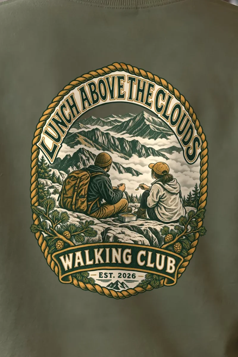 "Lunch Above the Clouds" Heavy Blend Unisex Crewneck Sweatshirt - the graphic up close