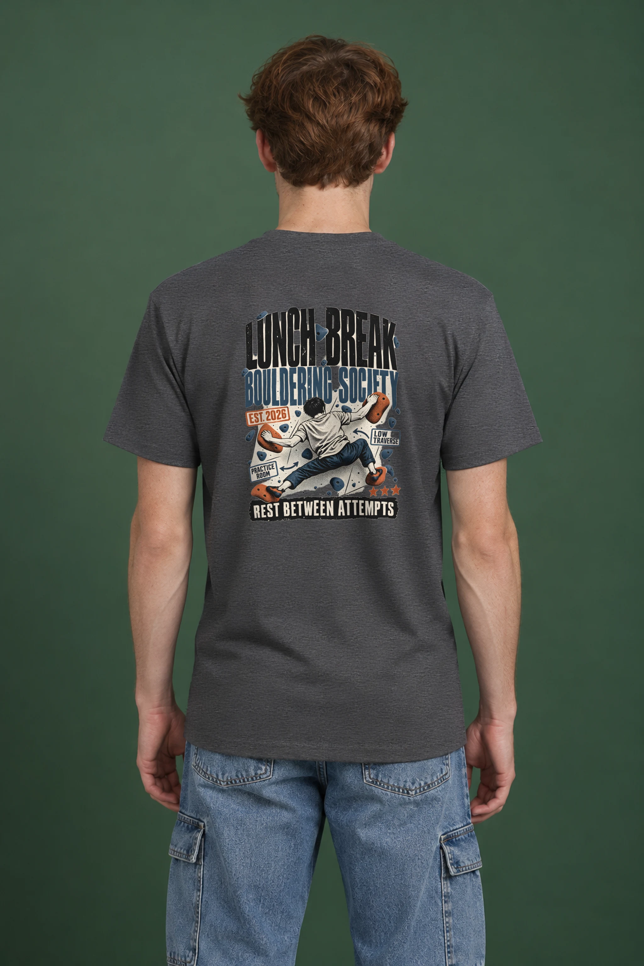 "Lunch Break Bouldering Society" Heavyweight Unisex Crewneck T-shirt