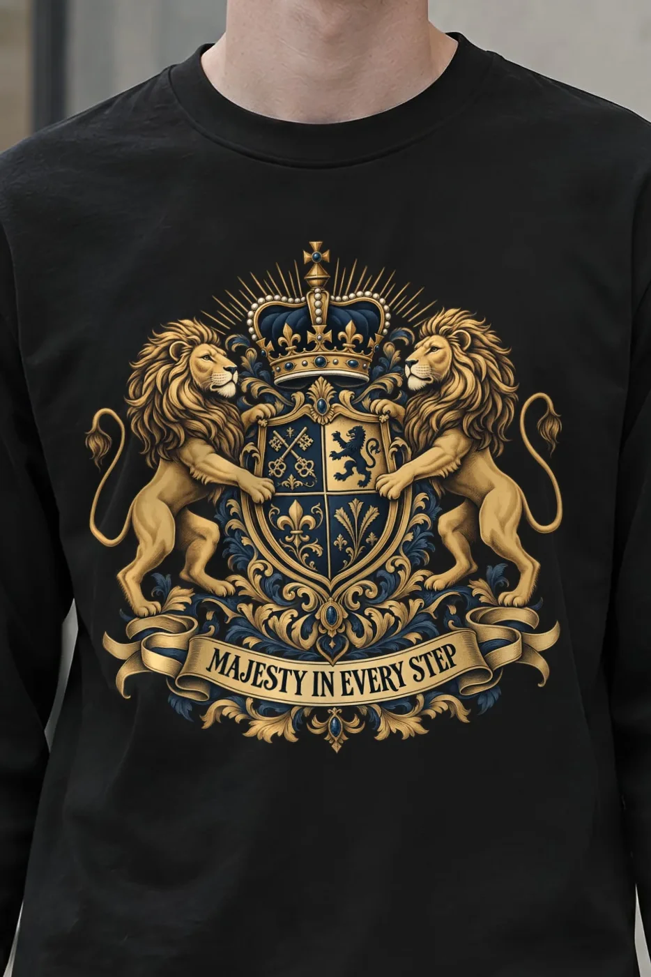 "Majesty In Every Step" Unisex Longsleeve T-shirt - the graphic up close