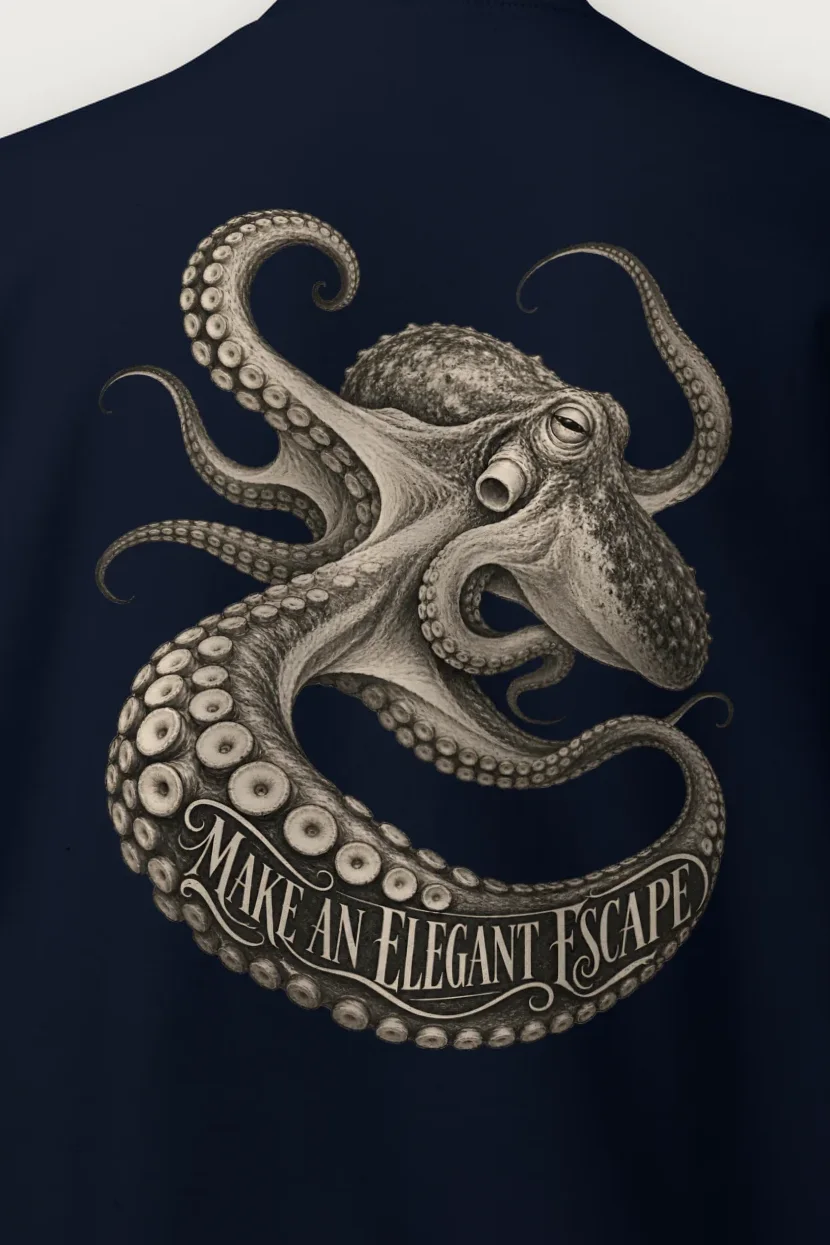 "Make an Elegant Escape" Heavy Blend Unisex Crewneck Sweatshirt - the graphic up close