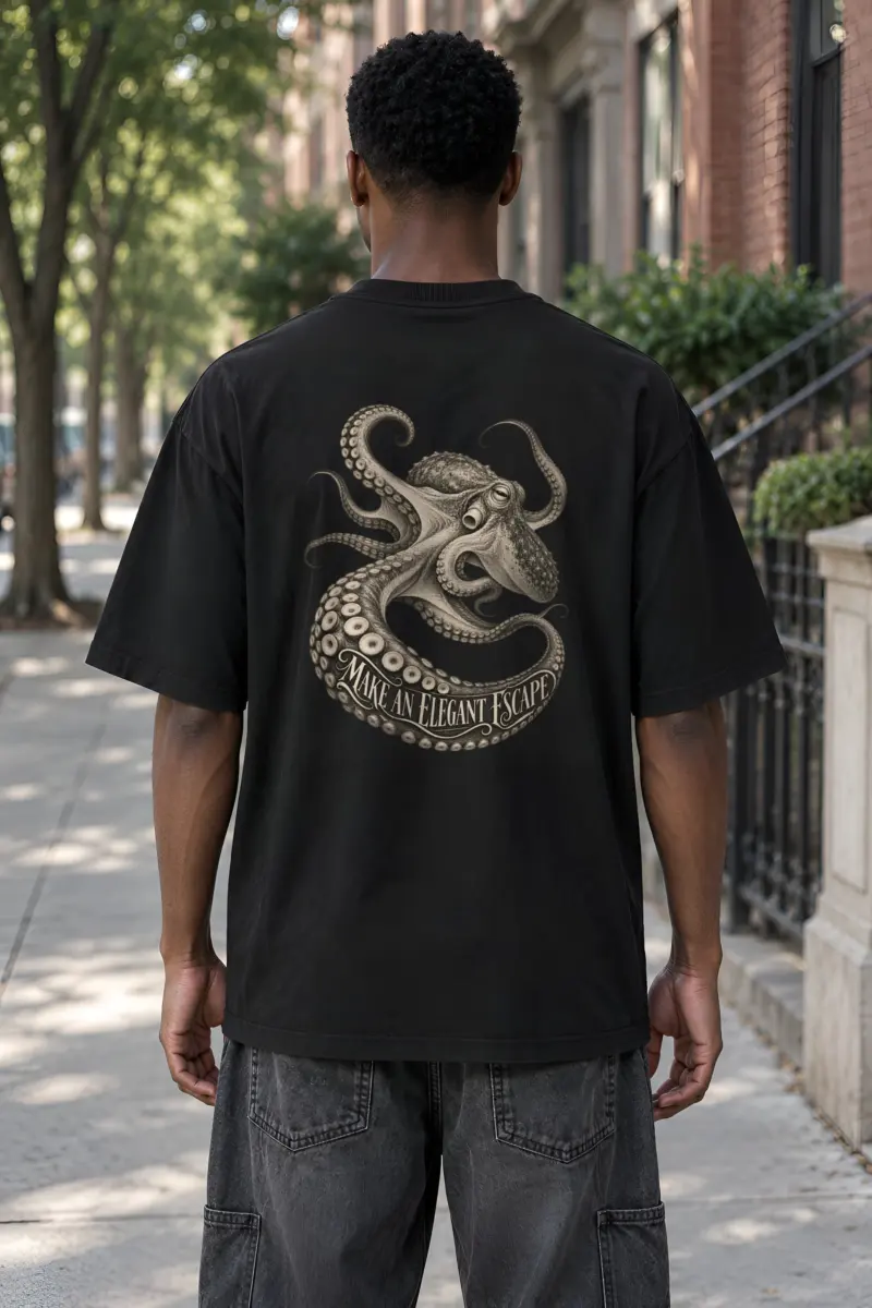 “Make an Elegant Escape” Men’s Oversized Heavyweight Crewneck T-Shirt