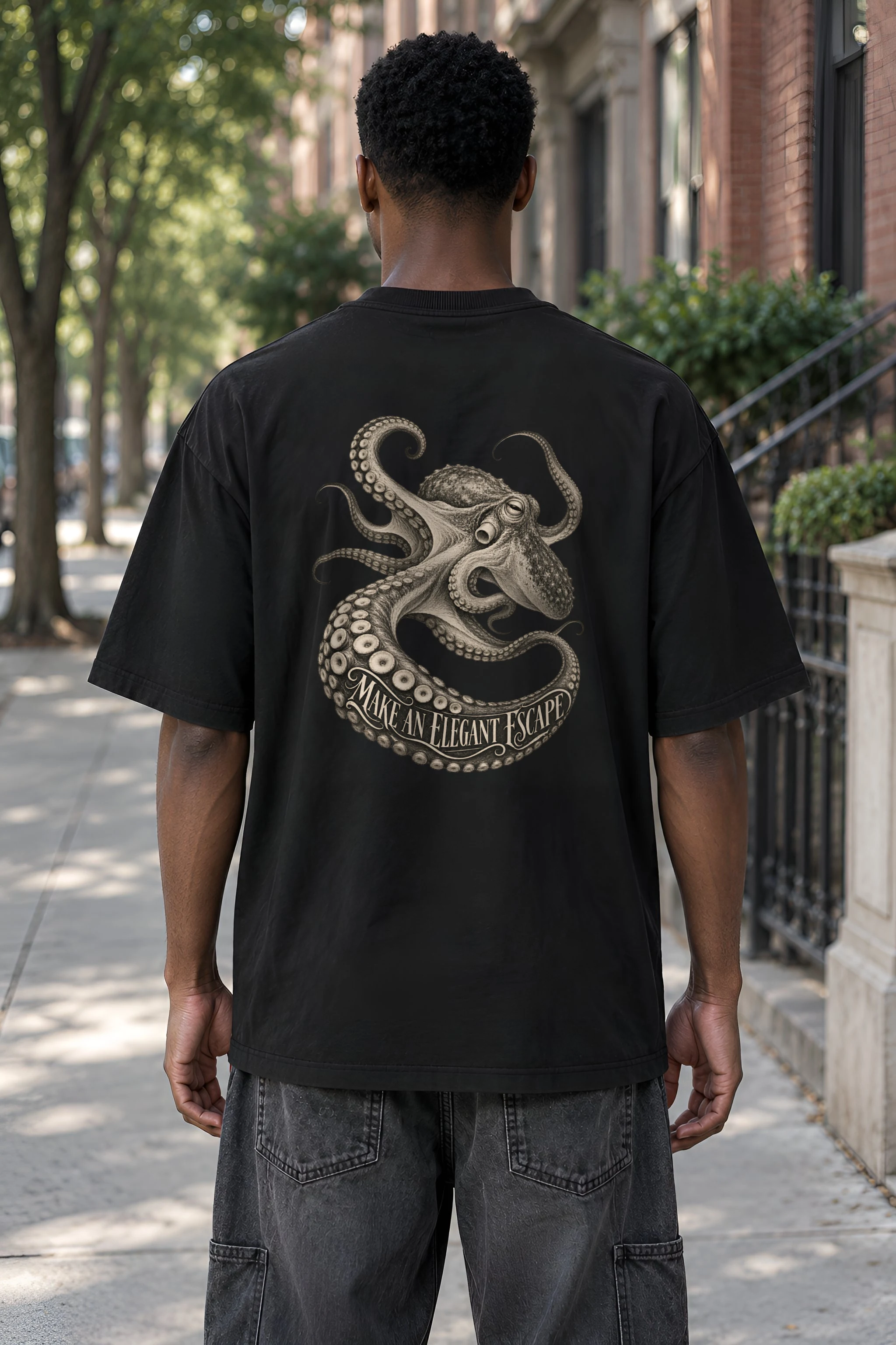 "Make an Elegant Escape" Men's Oversized Heavyweight Crewneck T-Shirt
