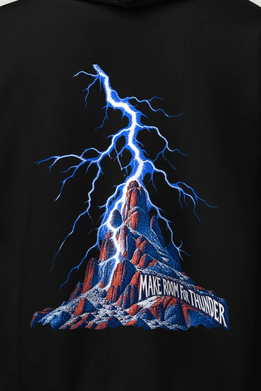 "Make Room for Thunder" Heavy Blend Unisex Pullover Hoodie - the graphic up close