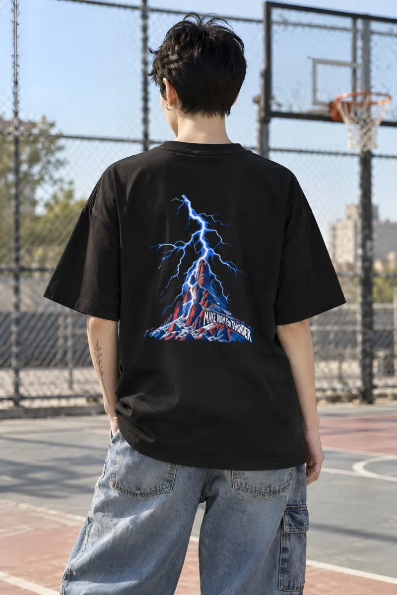 "Make Room for Thunder" Unisex Oversized Heavyweight Crewneck T-Shirt