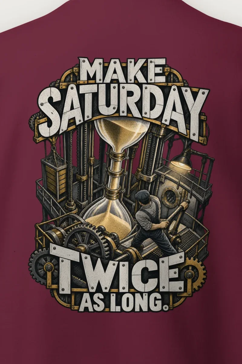 "Make Saturday Twice As Long" Heavy Blend Unisex Crewneck Sweatshirt - the graphic up close
