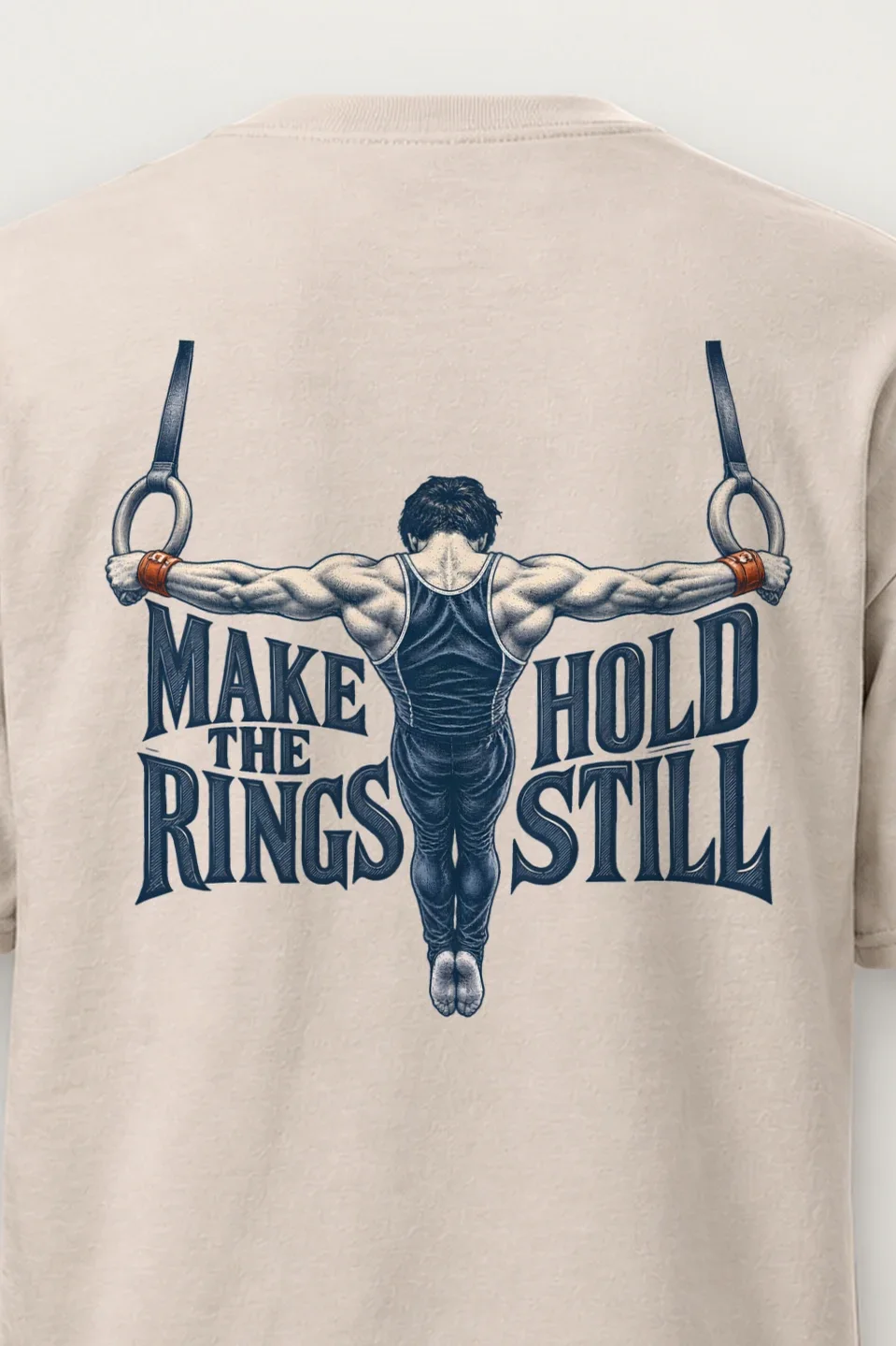 "Make the Rings Hold Still" Heavyweight Unisex Crewneck T-shirt - the graphic up close