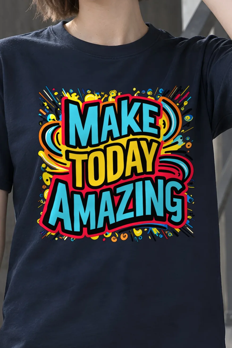"Make Today Amazing" Heavyweight Unisex Crewneck T-shirt - the graphic up close