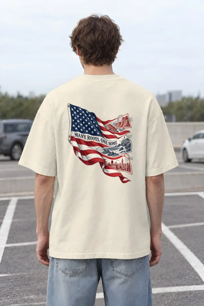 "Many Roots, One Home" Unisex Oversized Heavyweight Crewneck T-Shirt