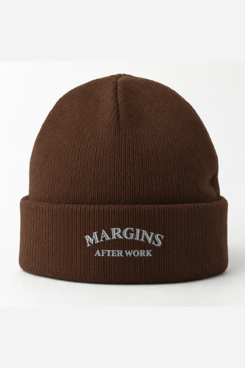 "Margins After Work" Cuffed Beanie · Embroidered