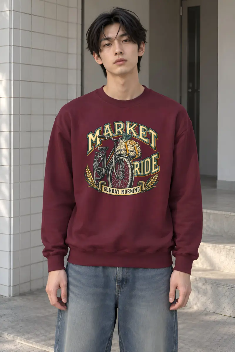 "Market Ride Sunday Morning" Heavy Blend Unisex Crewneck Sweatshirt
