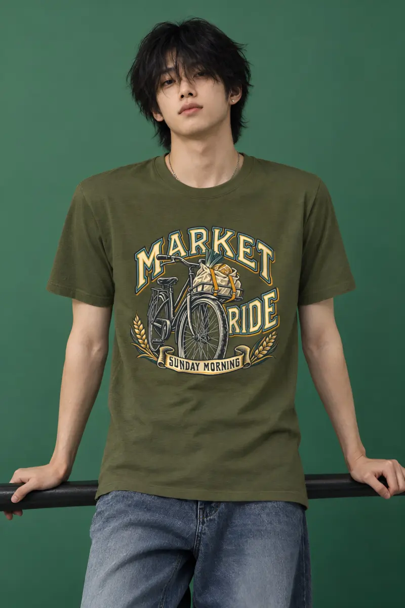 "Market Ride Sunday Morning" Heavyweight Unisex Crewneck T-shirt