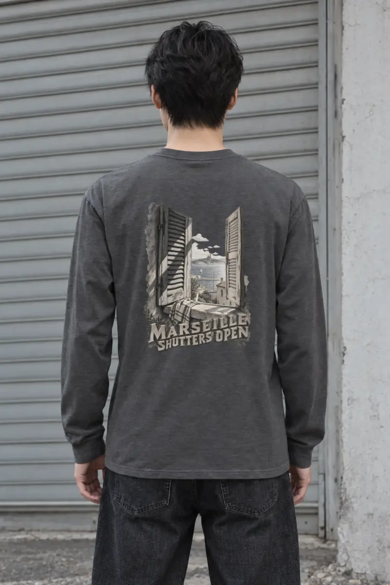 “Marseille, Shutters Open” Unisex Longsleeve T-shirt