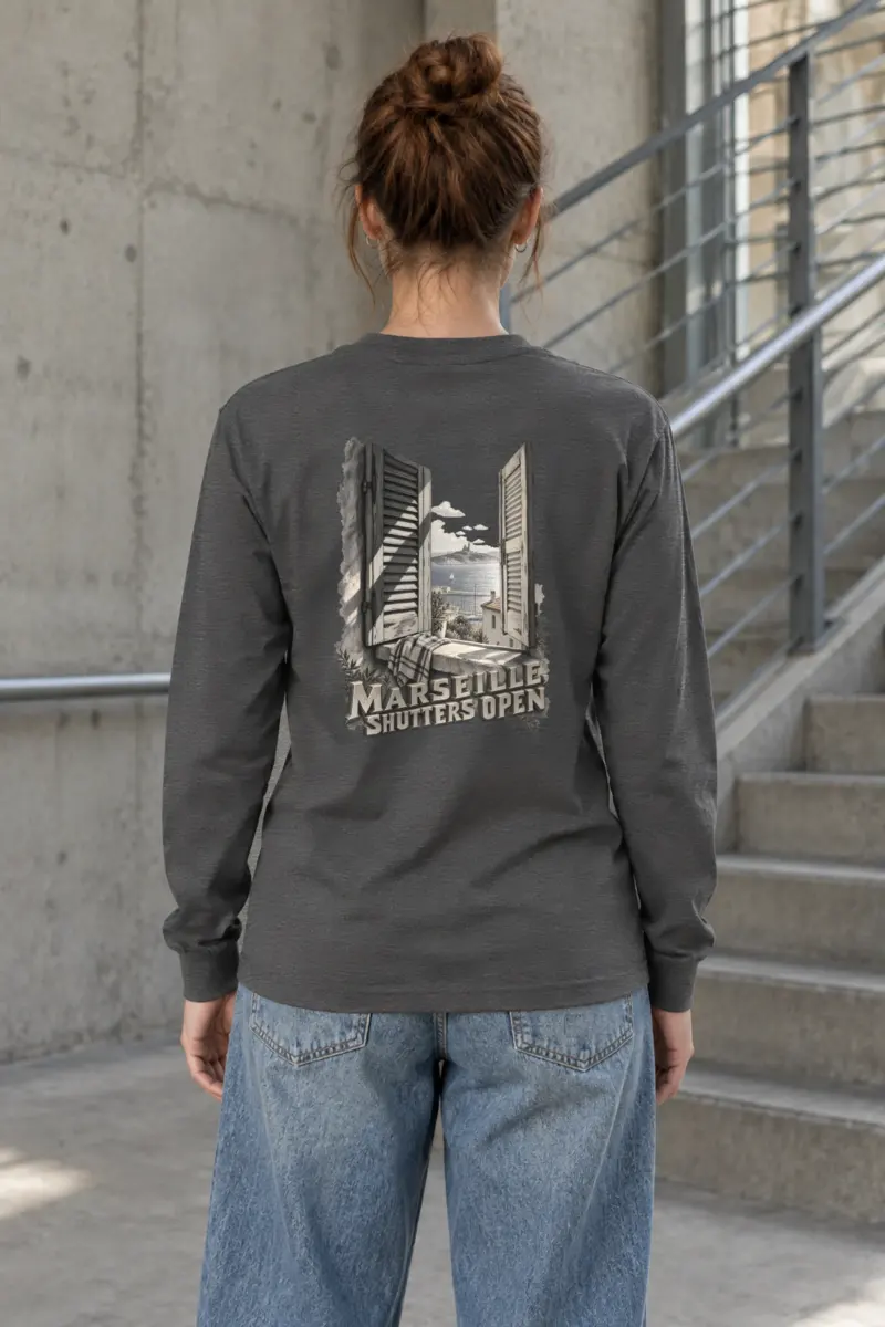 "Marseille, Shutters Open" Unisex Longsleeve T-shirt