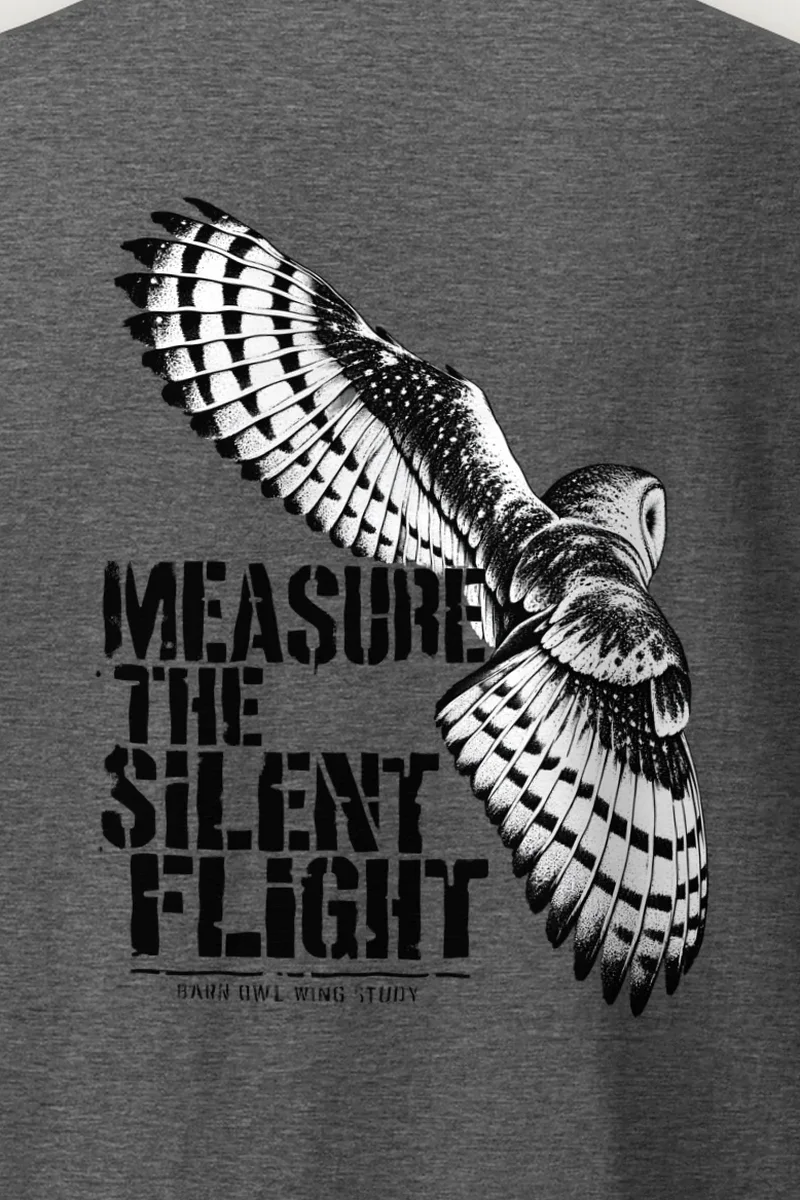 "Measure the Silent Flight" Heavyweight Unisex Crewneck T-shirt - the graphic up close