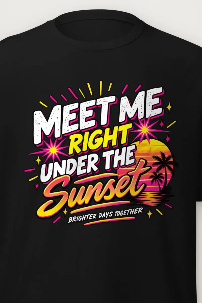 "Meet Me Under Sunset" Heavyweight Unisex Crewneck T-shirt