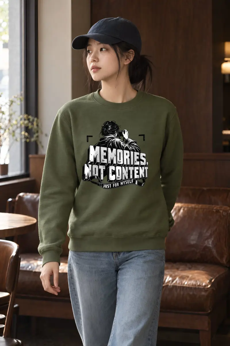 "MEMORIES, NOT CONTENT" Heavy Blend Unisex Crewneck Sweatshirt