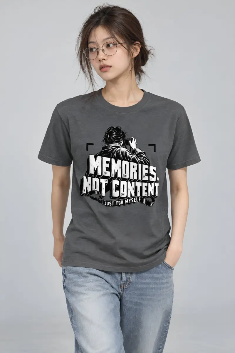 "Memories, Not Content" Heavyweight Unisex Crewneck T-shirt