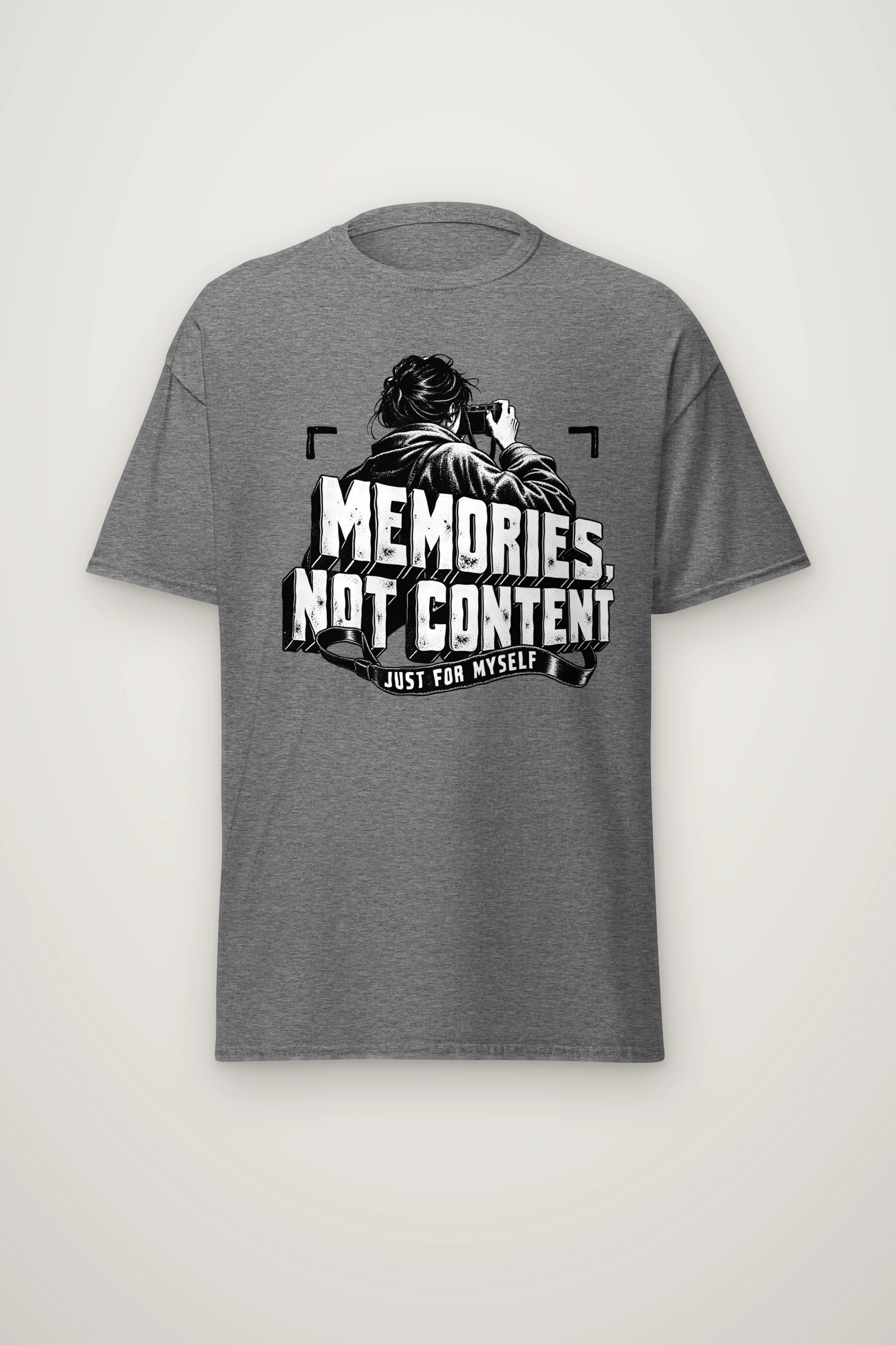 "Memories, Not Content" Heavyweight Unisex Crewneck T-shirt