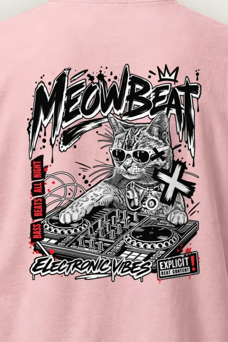 "Meowbeat Bass Beats" Heavyweight Unisex Crewneck T-shirt