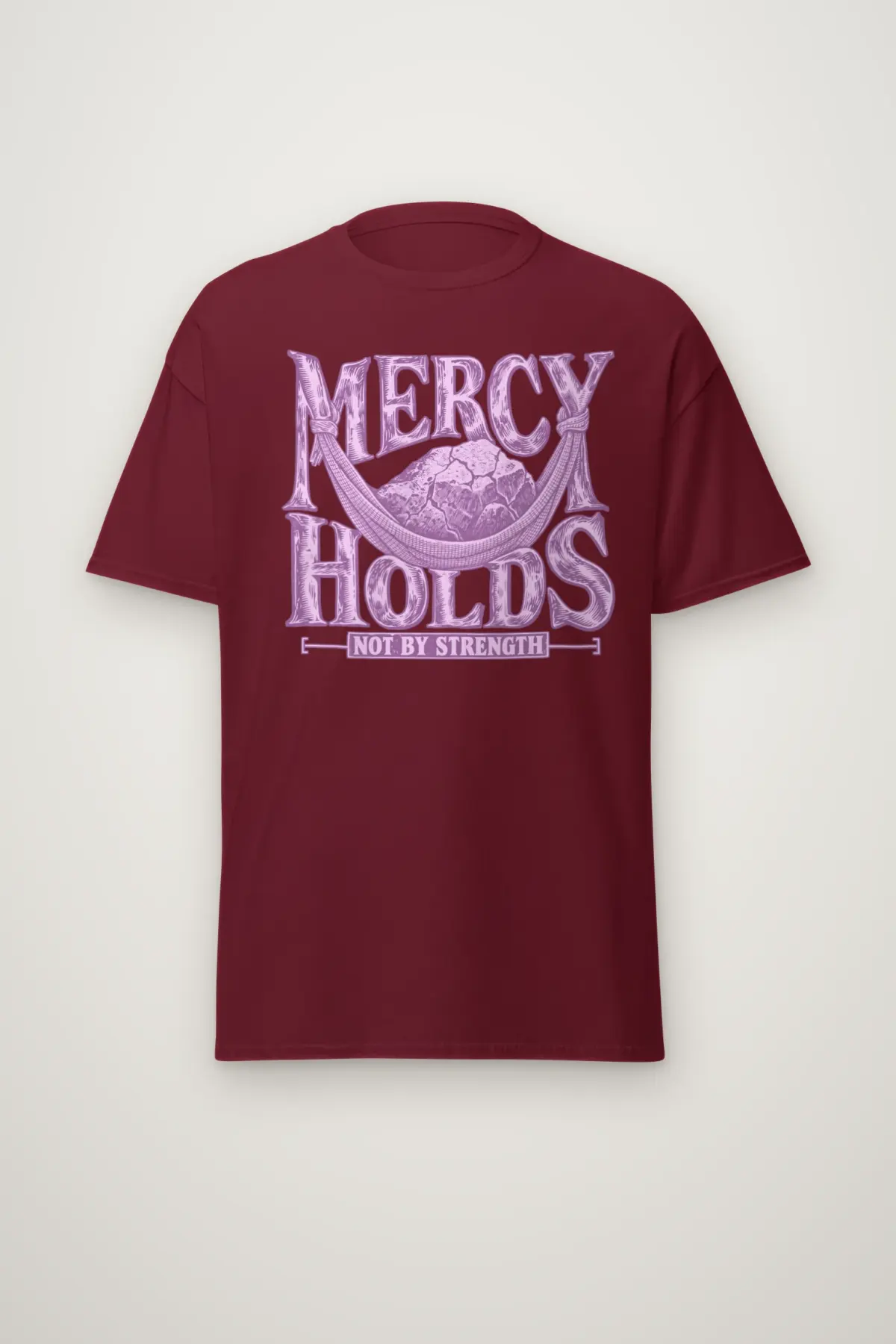 "Mercy Holds Not by Strength" Heavyweight Unisex Crewneck T-shirt