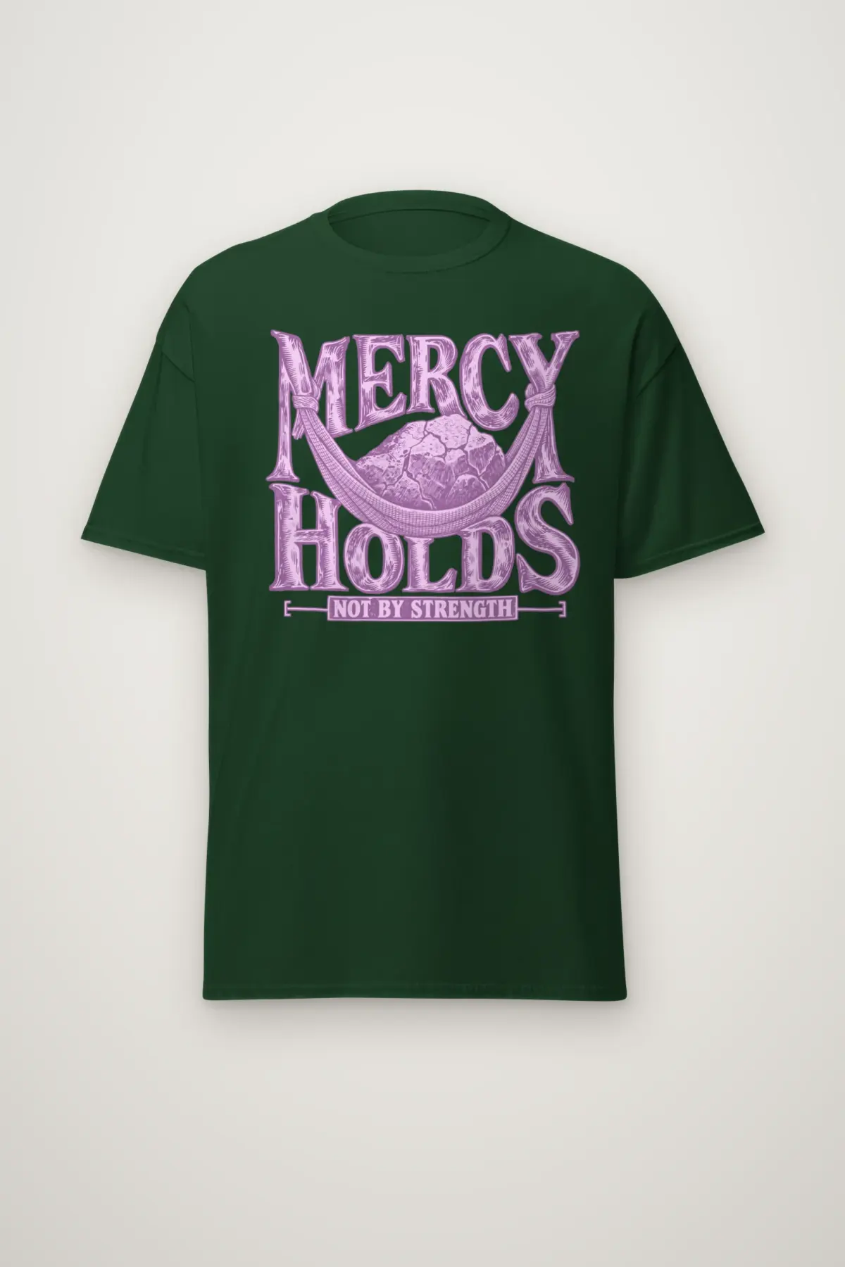 "Mercy Holds Not by Strength" Heavyweight Unisex Crewneck T-shirt