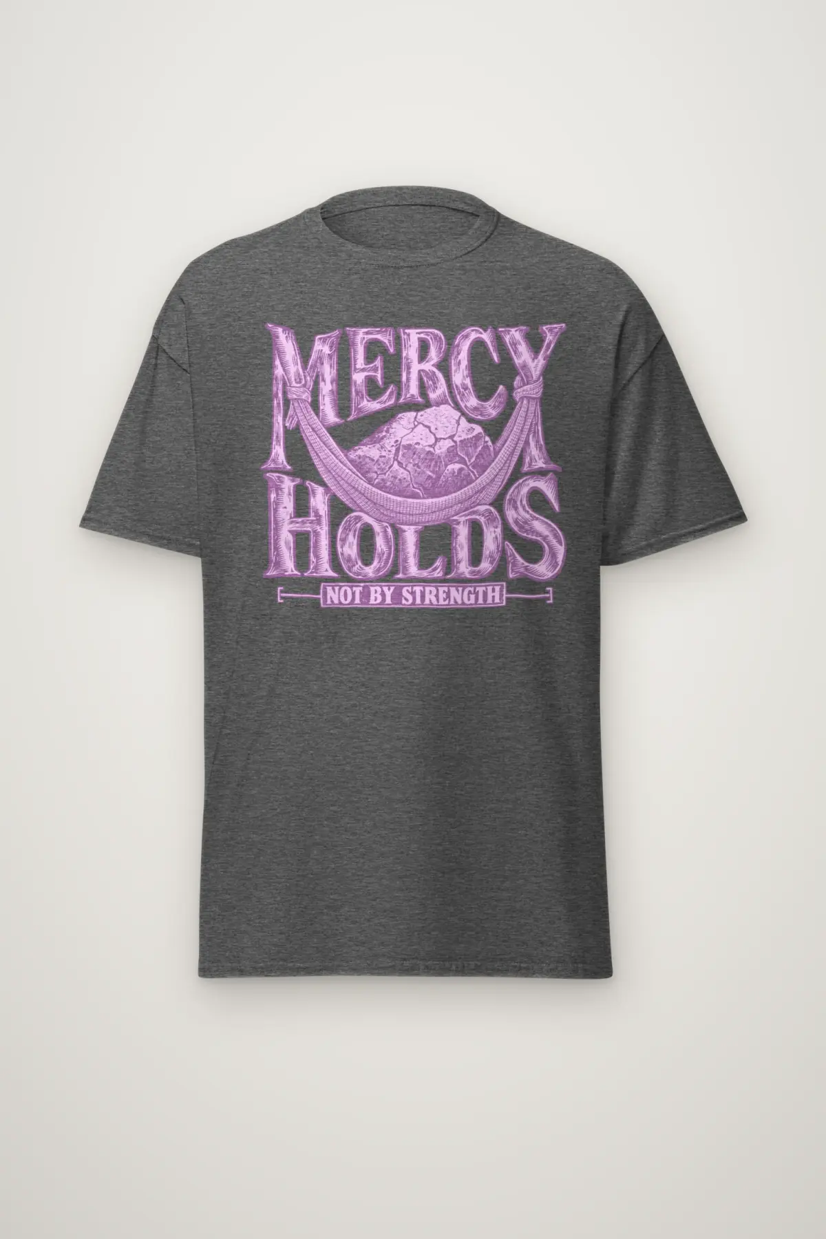 "Mercy Holds Not by Strength" Heavyweight Unisex Crewneck T-shirt