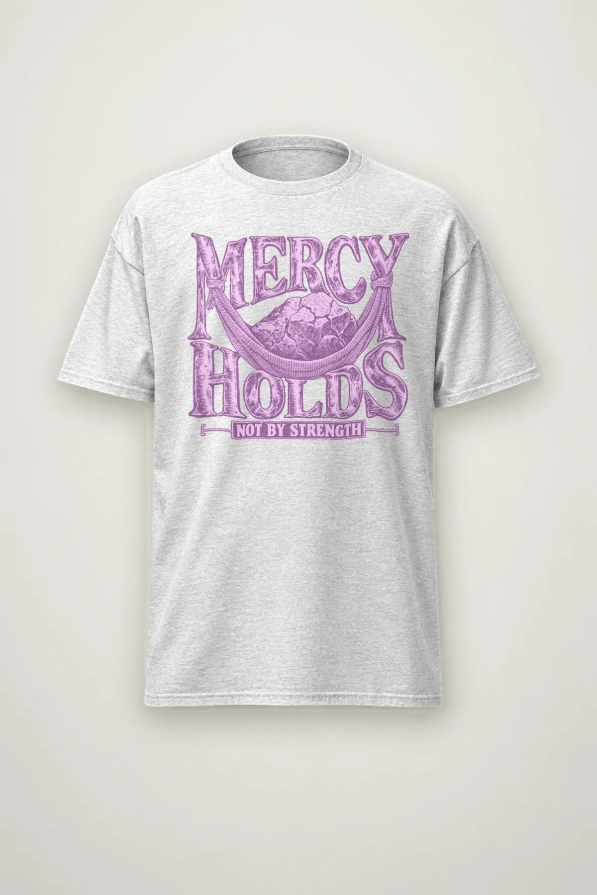 "Mercy Holds Not by Strength" Heavyweight Unisex Crewneck T-shirt