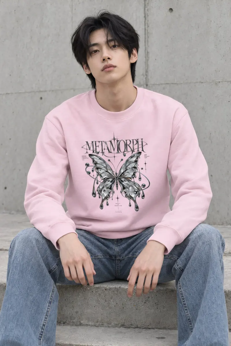 "Metamorph Chrome Butterfly" Heavy Blend Unisex Crewneck Sweatshirt