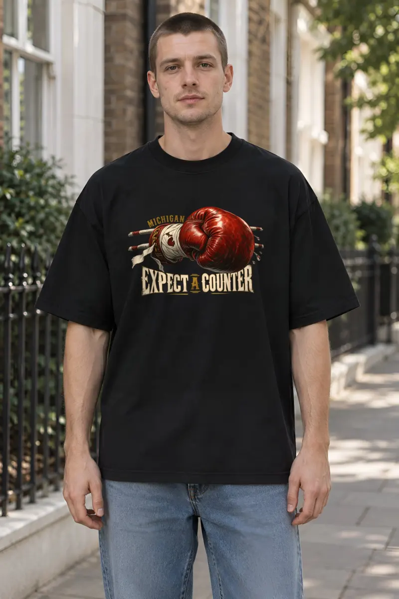 "Michigan Expect a Counter" Unisex Oversized Heavyweight Crewneck T-Shirt