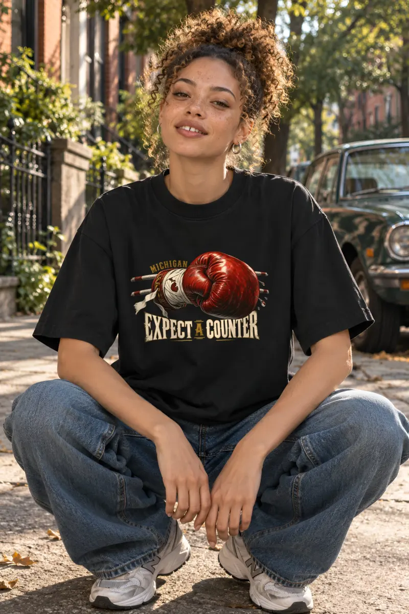 "Michigan Expect a Counter" Unisex Oversized Heavyweight Crewneck T-Shirt