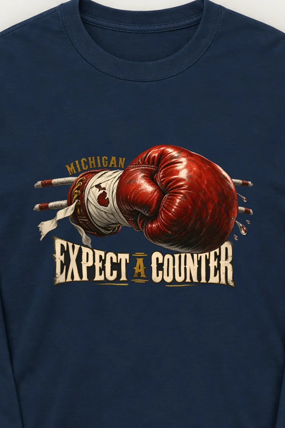 "Michigan Expect a Counter" Unisex Longsleeve T-shirt - the graphic up close