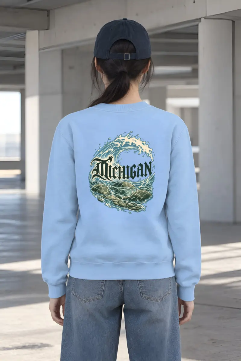 “Michigan Great Lakes Wave” Heavy Blend Unisex Crewneck Sweatshirt