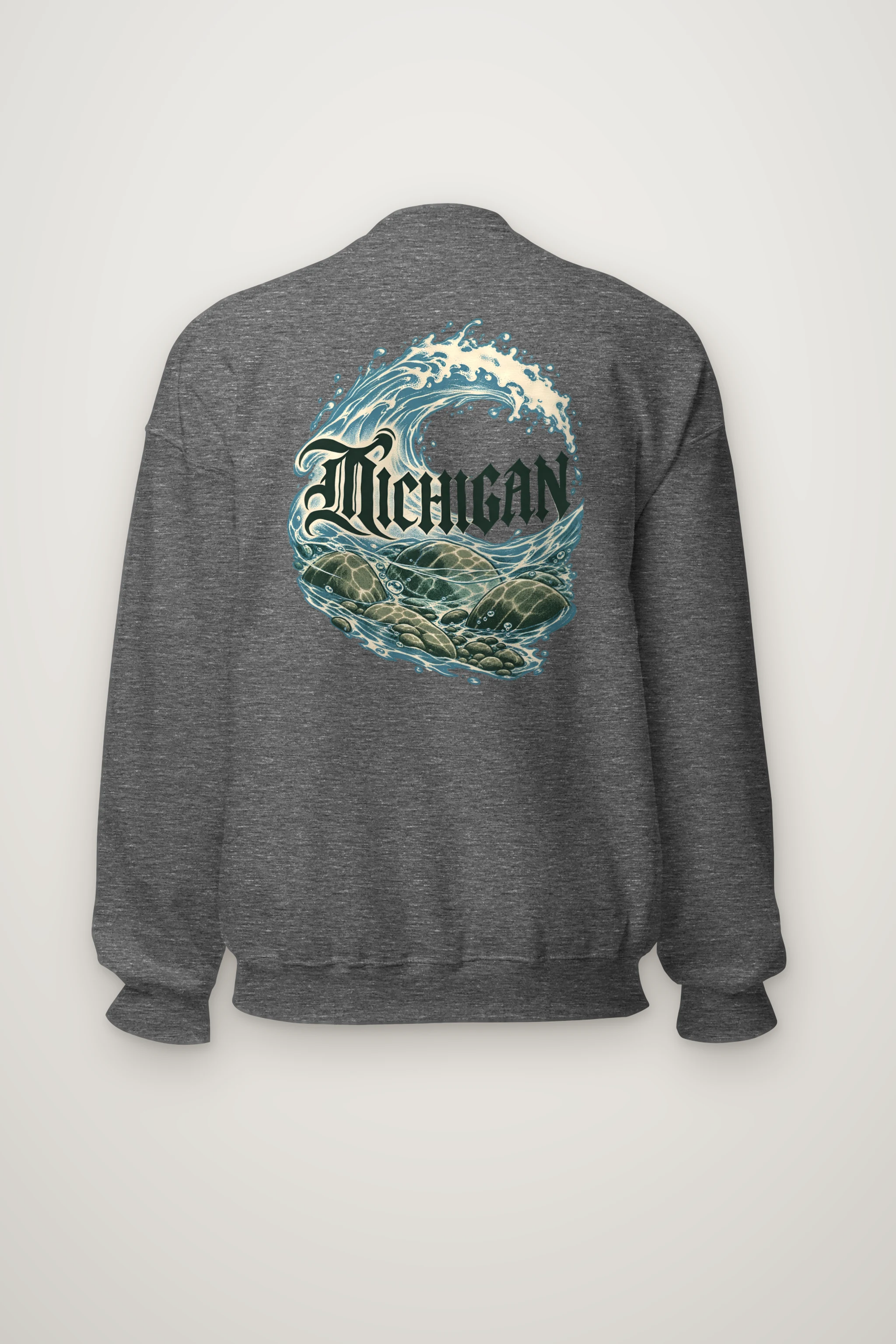 "Michigan Great Lakes Wave" Heavy Blend Unisex Crewneck Sweatshirt