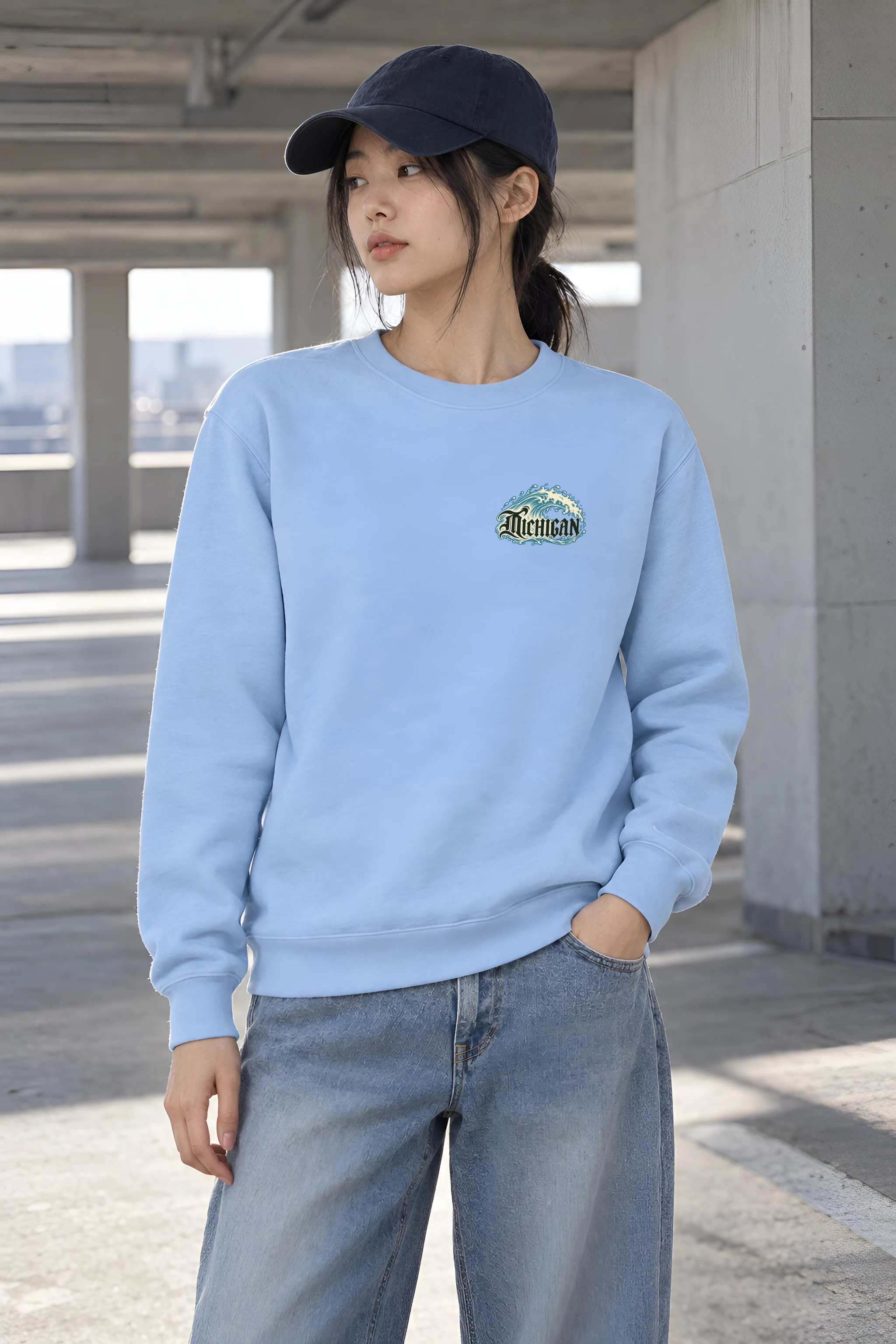 "Michigan Great Lakes Wave" Heavy Blend Unisex Crewneck Sweatshirt