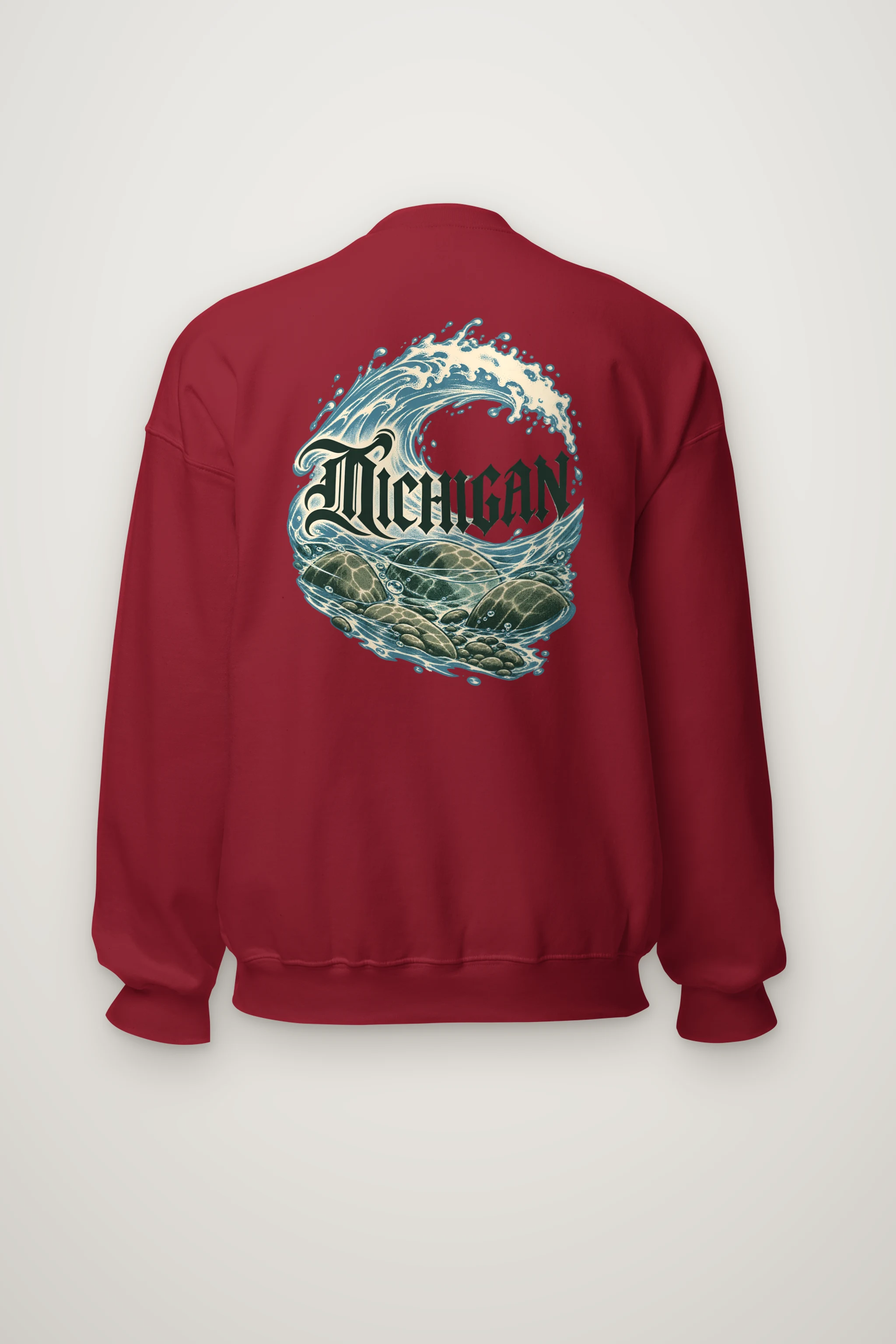 "Michigan Great Lakes Wave" Heavy Blend Unisex Crewneck Sweatshirt