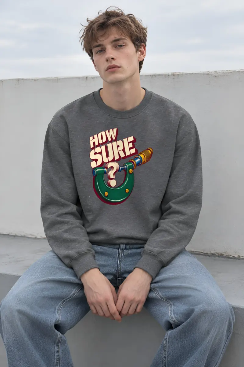 "Micrometer Question Mark" Heavy Blend Unisex Crewneck Sweatshirt