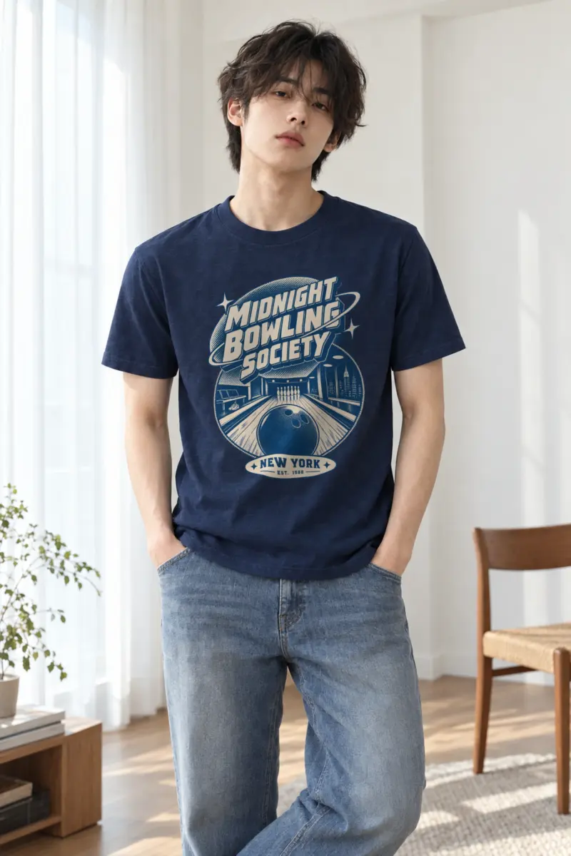 "Midnight Bowling Society" Heavyweight Unisex Crewneck T-shirt