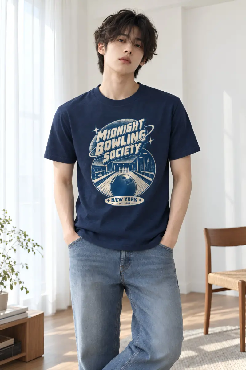 "Midnight Bowling Society" Heavyweight Unisex Crewneck T-shirt