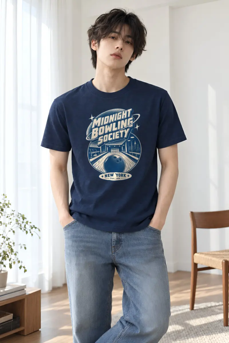 "Midnight Bowling Society" Heavyweight Unisex Crewneck T-shirt