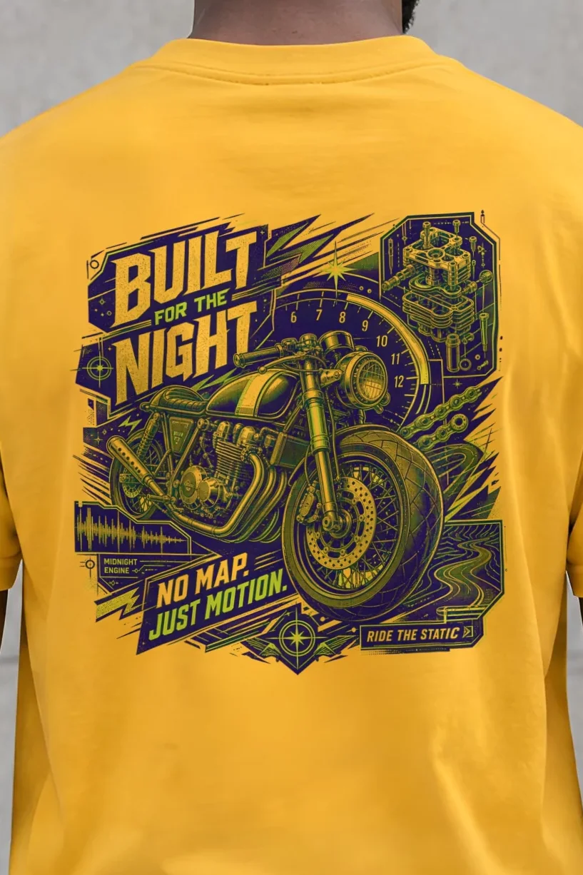 "Midnight Engine" Heavyweight Unisex Crewneck T-shirt - the graphic up close