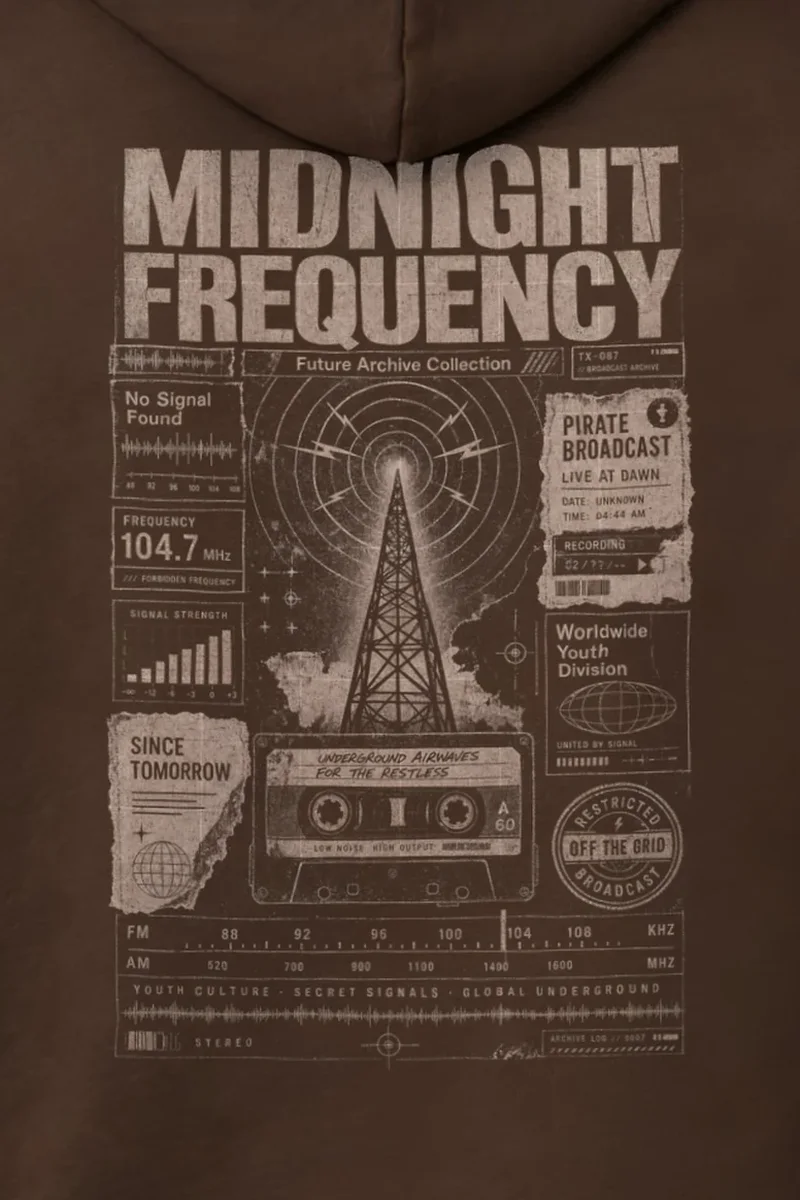 "Midnight Frequency" 1 Pullover Hoodie - the graphic up close