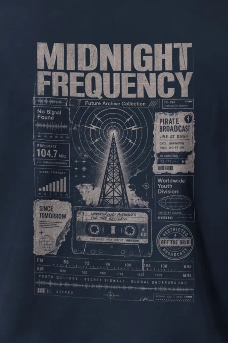 "Midnight Frequency" Heavyweight Unisex Crewneck T-shirt